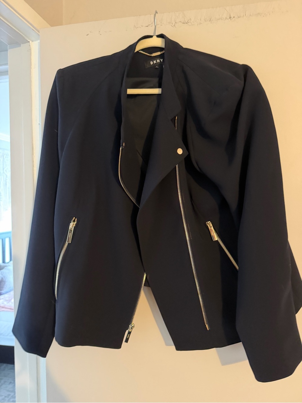 DKNY Women's Navy Moto Zip Front Jacket and a Skirt Set
